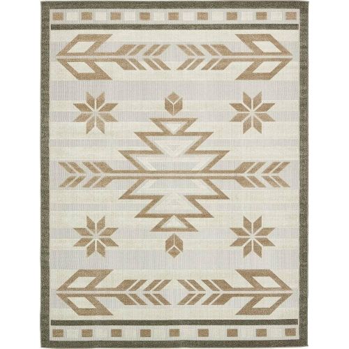  Unique Loom Outdoor Collection Modern Distressed Transitional Ivory Runner Rug (2 x 6)