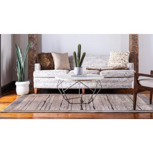  Unique Loom Outdoor Collection Modern Distressed Transitional Ivory Runner Rug (2 x 6)