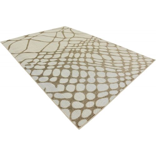  Unique Loom Outdoor Collection Modern Distressed Transitional Ivory Runner Rug (2 x 6)