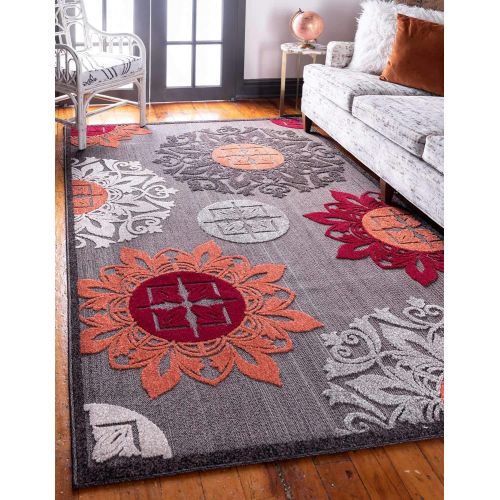  Unique Loom Outdoor Collection Modern Distressed Transitional Ivory Runner Rug (2 x 6)