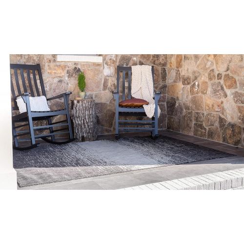  Unique Loom Outdoor Collection Modern Distressed Transitional Ivory Runner Rug (2 x 6)