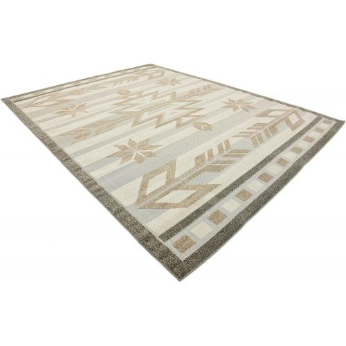  Unique Loom Outdoor Collection Modern Distressed Transitional Ivory Runner Rug (2 x 6)