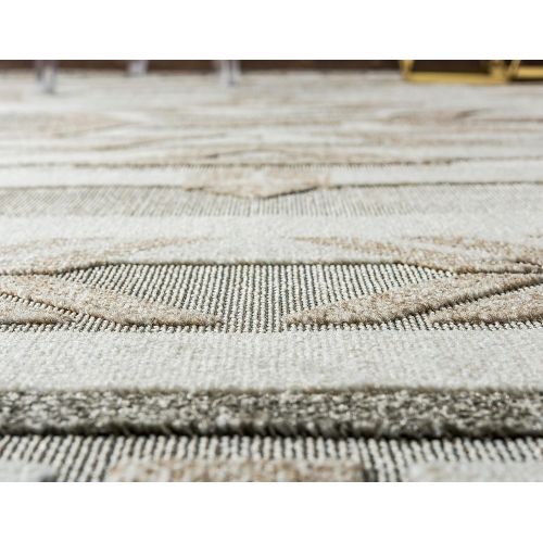  Unique Loom Outdoor Collection Modern Distressed Transitional Ivory Runner Rug (2 x 6)