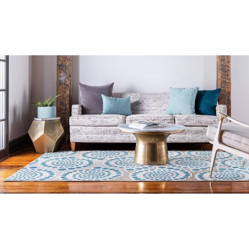  Unique Loom Outdoor Collection Modern Distressed Transitional Ivory Runner Rug (2 x 6)