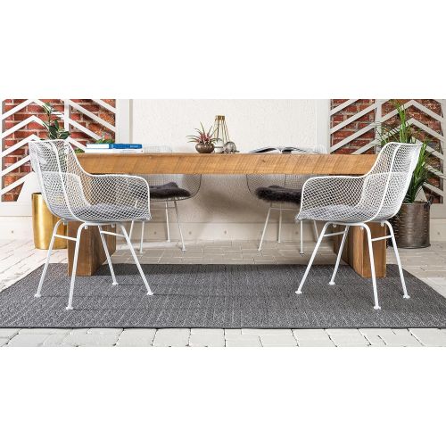  Unique Loom Outdoor Collection Modern Distressed Transitional Ivory Runner Rug (2 x 6)