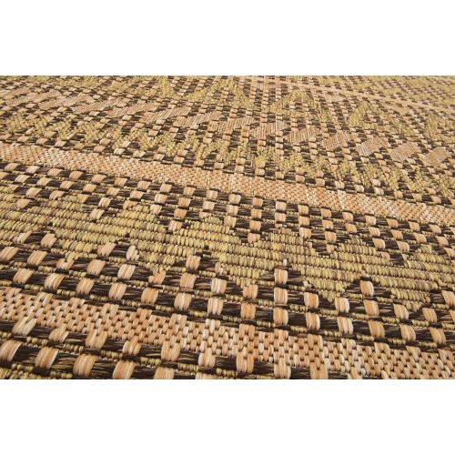  Unique Loom Outdoor Collection Modern Distressed Transitional Ivory Runner Rug (2 x 6)