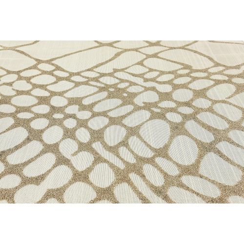  Unique Loom Outdoor Collection Modern Distressed Transitional Ivory Runner Rug (2 x 6)