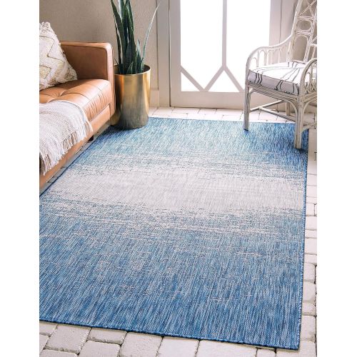  Unique Loom Outdoor Collection Modern Distressed Transitional Ivory Runner Rug (2 x 6)