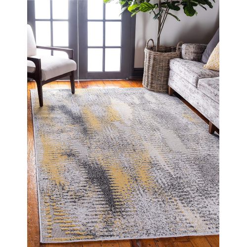  Unique Loom Outdoor Collection Modern Distressed Transitional Ivory Runner Rug (2 x 6)