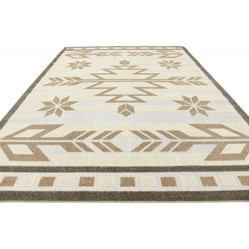  Unique Loom Outdoor Collection Modern Distressed Transitional Ivory Runner Rug (2 x 6)