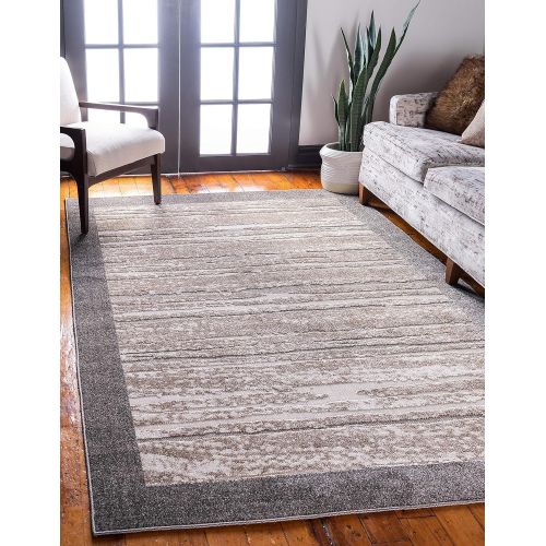  Unique Loom Outdoor Collection Modern Distressed Transitional Ivory Runner Rug (2 x 6)