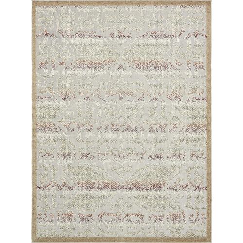  Unique Loom Outdoor Collection Modern Distressed Transitional Ivory Runner Rug (2 x 6)