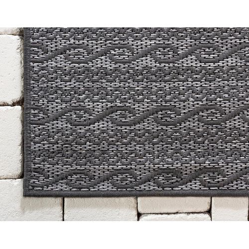  Unique Loom Outdoor Collection Modern Distressed Transitional Ivory Runner Rug (2 x 6)