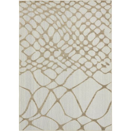  Unique Loom Outdoor Collection Modern Distressed Transitional Ivory Runner Rug (2 x 6)