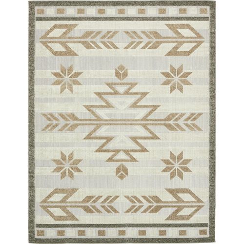  Unique Loom Outdoor Collection Modern Distressed Transitional Ivory Runner Rug (2 x 6)