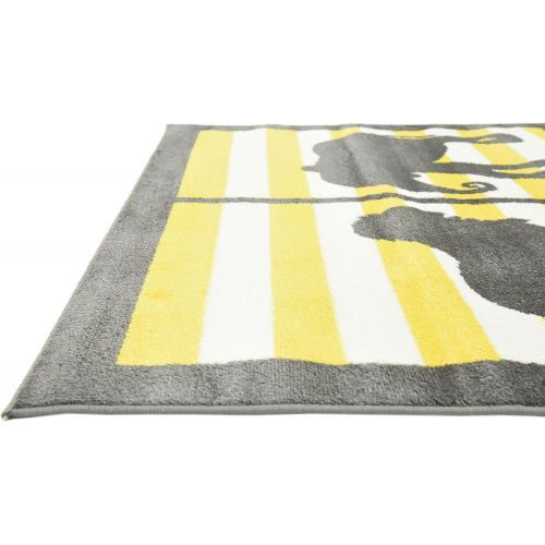  Unique Loom Metro Collection Modern Animals Bright Colors Kids Gray Area Rug (8 x 10)