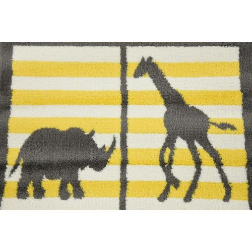  Unique Loom Metro Collection Modern Animals Bright Colors Kids Gray Area Rug (8 x 10)