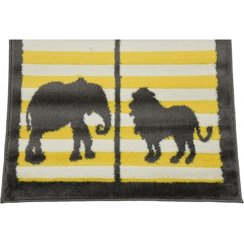  Unique Loom Metro Collection Modern Animals Bright Colors Kids Gray Area Rug (8 x 10)