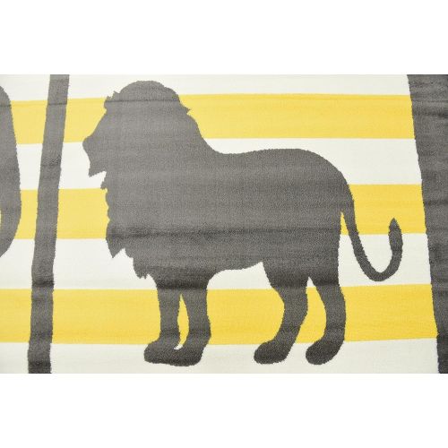  Unique Loom Metro Collection Modern Animals Bright Colors Kids Gray Area Rug (8 x 10)