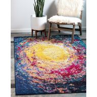 Unique Loom Estrella Collection Vibrant Abstract Navy Blue Area Rug (5 x 8)