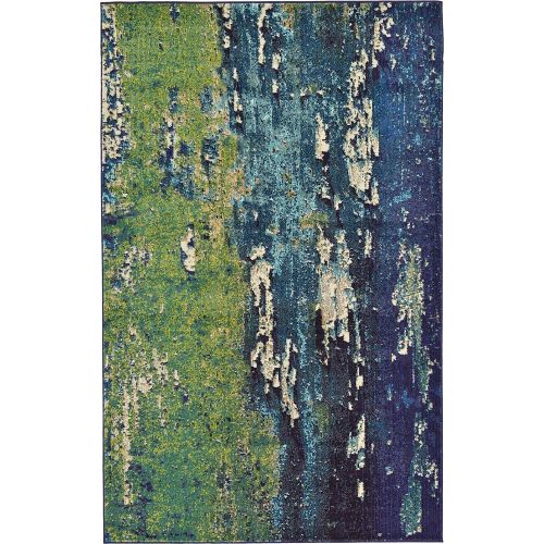  Unique Loom Estrella Collection Vibrant Abstract Navy Blue Area Rug (5 x 8)