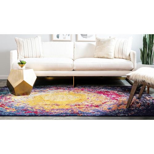  Unique Loom Estrella Collection Vibrant Abstract Navy Blue Area Rug (5 x 8)