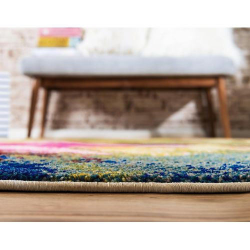  Unique Loom Estrella Collection Vibrant Abstract Navy Blue Area Rug (5 x 8)