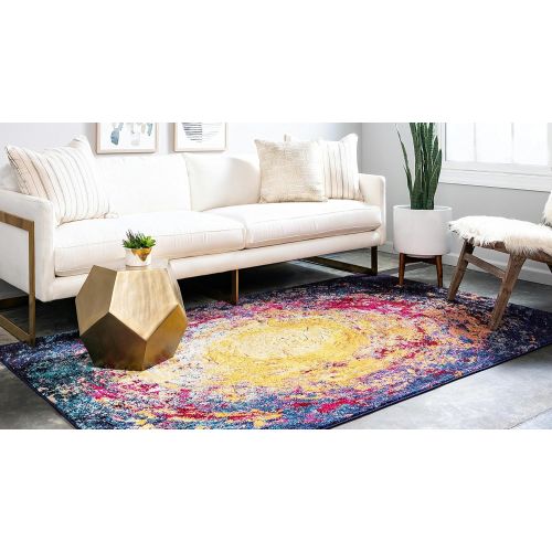  Unique Loom Estrella Collection Vibrant Abstract Navy Blue Area Rug (5 x 8)