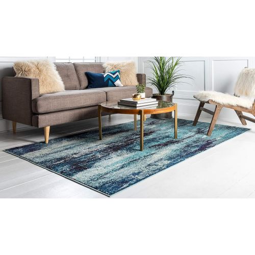  Unique Loom Estrella Collection Vibrant Abstract Navy Blue Area Rug (5 x 8)