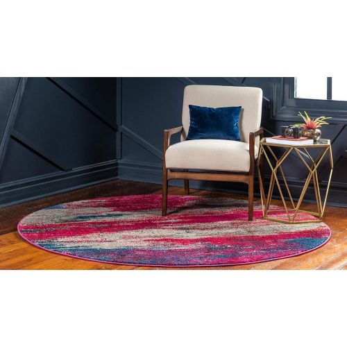  Unique Loom Estrella Collection Vibrant Abstract Navy Blue Area Rug (5 x 8)