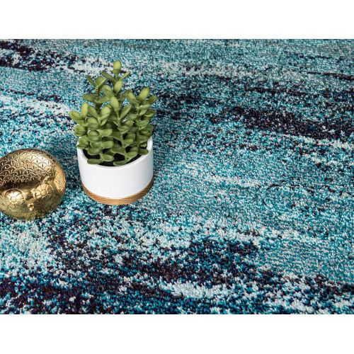  Unique Loom Estrella Collection Vibrant Abstract Navy Blue Area Rug (5 x 8)