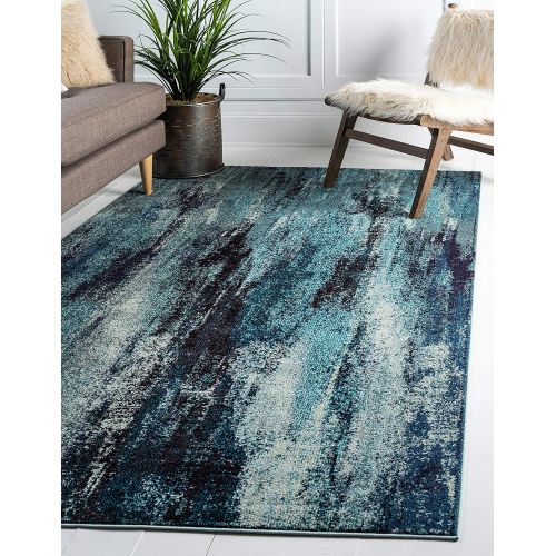  Unique Loom Estrella Collection Vibrant Abstract Navy Blue Area Rug (5 x 8)