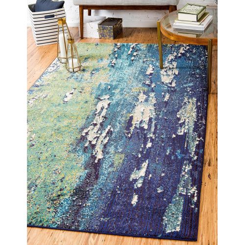  Unique Loom Estrella Collection Vibrant Abstract Navy Blue Area Rug (5 x 8)