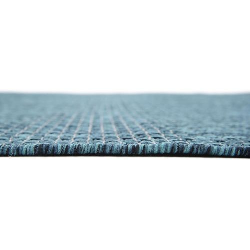  Unique Loom Outdoor Collection Casual Solid Accent Home Decor Teal Area Rug (6 x 9)