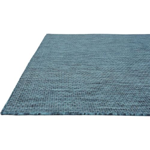  Unique Loom Outdoor Collection Casual Solid Accent Home Decor Teal Area Rug (6 x 9)