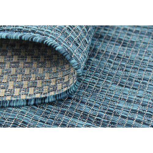  Unique Loom Outdoor Collection Casual Solid Accent Home Decor Teal Area Rug (6 x 9)