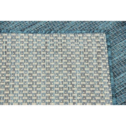  Unique Loom Outdoor Collection Casual Solid Accent Home Decor Teal Area Rug (6 x 9)