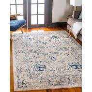 Unique Loom Oslo Collection Distressed Botanical Tradtional Beige Area Rug (7 x 10)