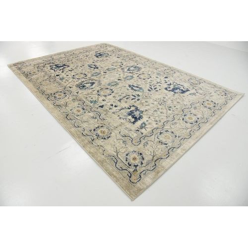  Unique Loom Oslo Collection Distressed Botanical Tradtional Beige Area Rug (7 x 10)