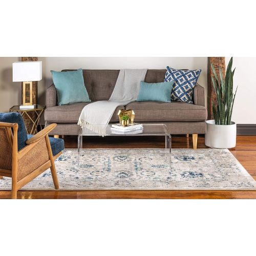  Unique Loom Oslo Collection Distressed Botanical Tradtional Beige Area Rug (7 x 10)