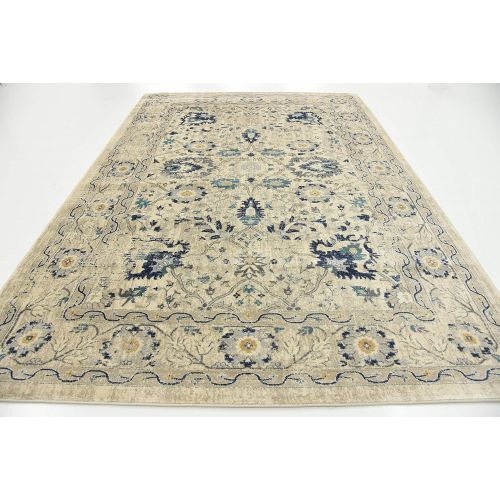  Unique Loom Oslo Collection Distressed Botanical Tradtional Beige Area Rug (7 x 10)