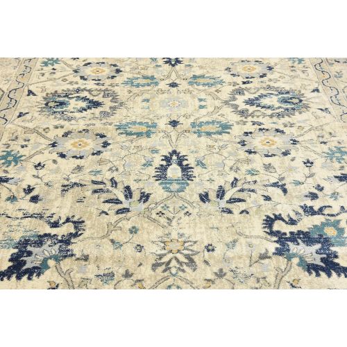  Unique Loom Oslo Collection Distressed Botanical Tradtional Beige Area Rug (7 x 10)