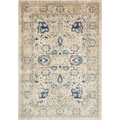  Unique Loom Oslo Collection Distressed Botanical Tradtional Beige Area Rug (7 x 10)