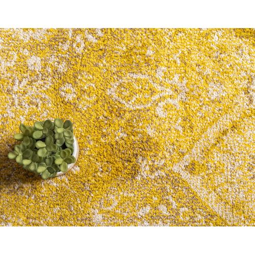  Unique Loom Penrose Collection Traditional Vintage Distressed Yellow Area Rug (9 x 12)