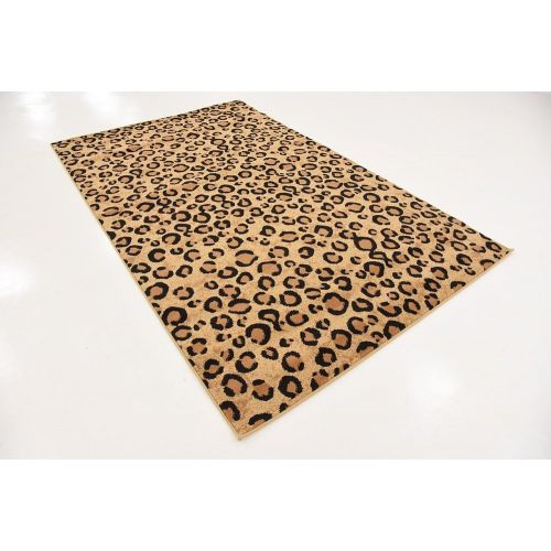  Unique Loom Wildlife Collection Leopard Animal Dark Gray Area Rug (7 x 10)