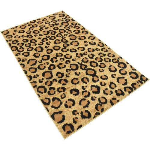  Unique Loom Wildlife Collection Leopard Animal Dark Gray Area Rug (7 x 10)