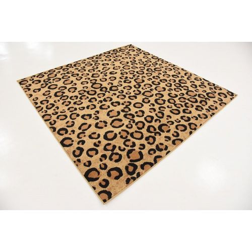  Unique Loom Wildlife Collection Leopard Animal Dark Gray Area Rug (7 x 10)