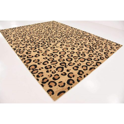  Unique Loom Wildlife Collection Leopard Animal Dark Gray Area Rug (7 x 10)