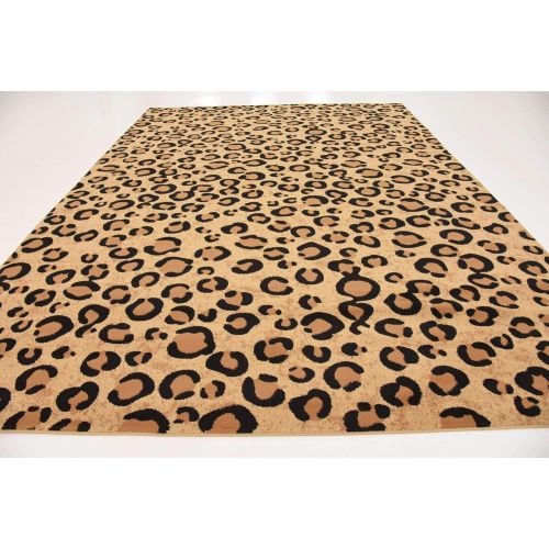  Unique Loom Wildlife Collection Leopard Animal Dark Gray Area Rug (7 x 10)