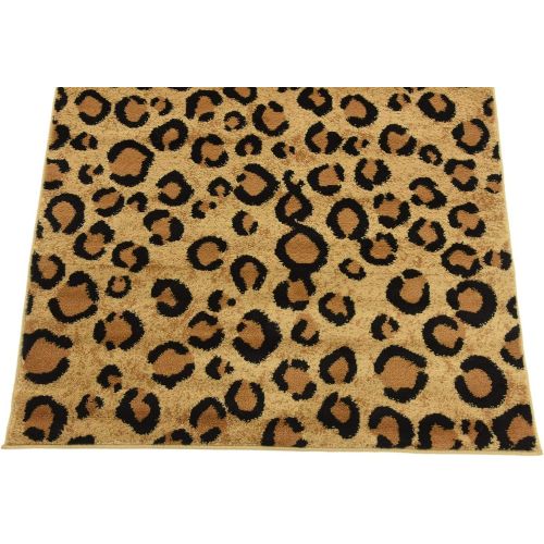  Unique Loom Wildlife Collection Leopard Animal Dark Gray Area Rug (7 x 10)